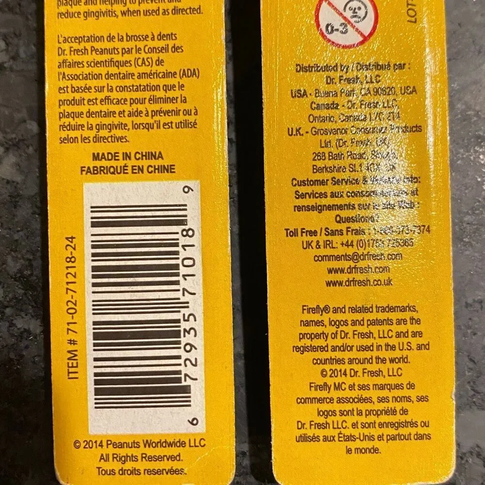 VINTAGE PEANUTS SNOOPY FIREFLY SUMMER SURF CHILDREN'S SOFT TOOTHBRUSHES - 2 PACK